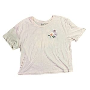 Rebellious One NWT Planet Floral Graphic Tee Pink Short Sleeve Womens L